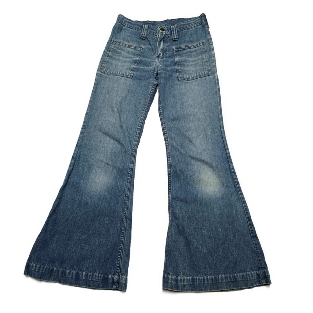 Vintage 70s Wrangler Wide Leg Jeans Juniors Size 9 26 Denim